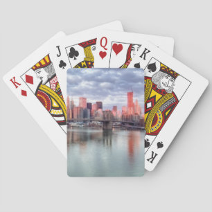 Gorgeous morning view and city reflections playing cards