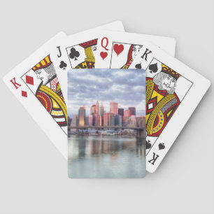 Gorgeous morning view and city reflections playing cards