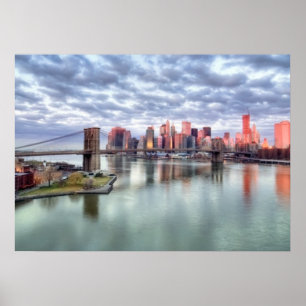 Gorgeous morning view and city reflections poster
