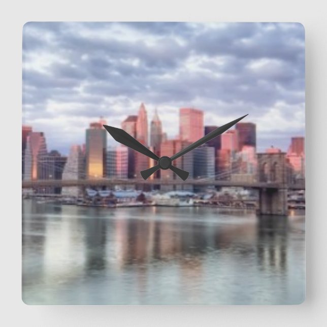 Gorgeous morning view and city reflections square wall clock (Front)
