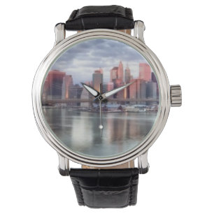 Gorgeous morning view and city reflections watch