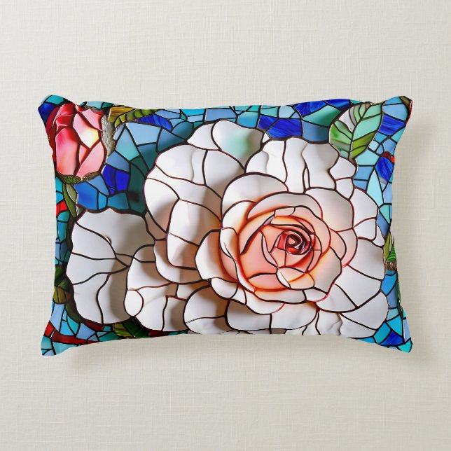 Gorgeous Mosaic Flowers Pattern   Decorative Cushion (Front)