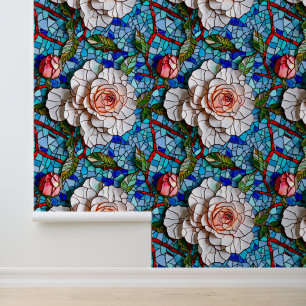 Gorgeous Mosaic Flowers Pattern Wallpaper