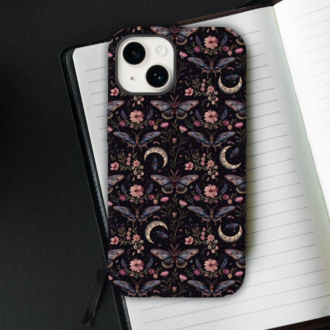 Gorgeous Moths Flowers and Moons Pattern Case-Mate iPhone Case (Creator Uploaded)