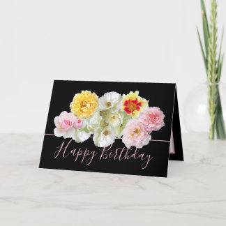 Gorgeous Multi-colour Roses Floral Bouquet Birthda Card