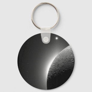 Gorgeous NASA image, the Moon lit by Earth-shine Key Ring