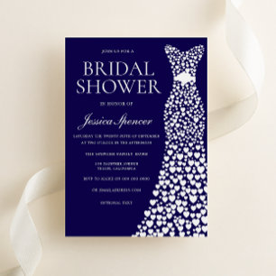 Gorgeous Navy & White Dress Bridal Shower Invitation