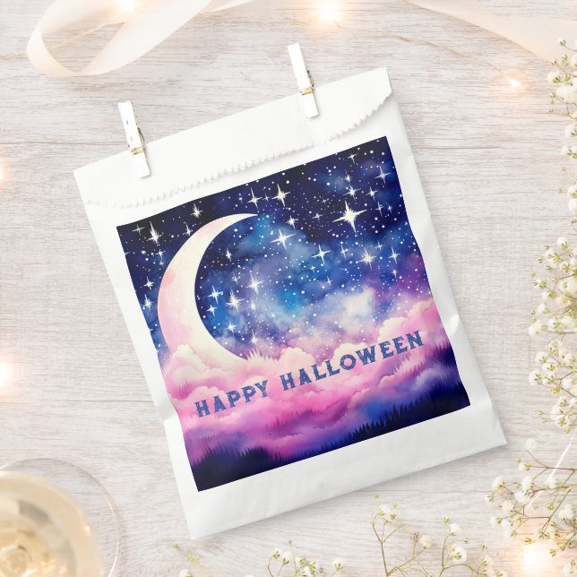 Gorgeous Night Sky Crescent Moon Halloween Favour Bag (Clipped)