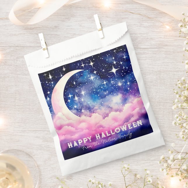 Gorgeous Night Sky Crescent Moon Halloween Favour Bag (Clipped)