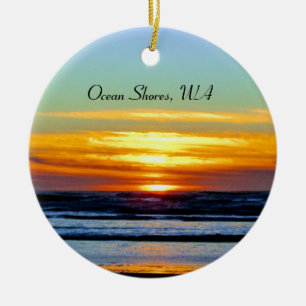 Gorgeous Ocean Shores beach sunset photo Ceramic Ornament