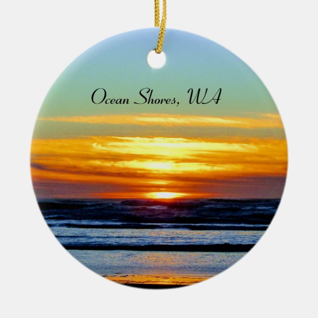 Gorgeous Ocean Shores beach sunset photo Ceramic Ornament (Front)