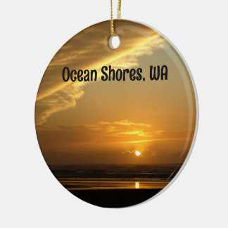 Gorgeous Ocean Shores Beach Sunset Photo Ceramic Ornament