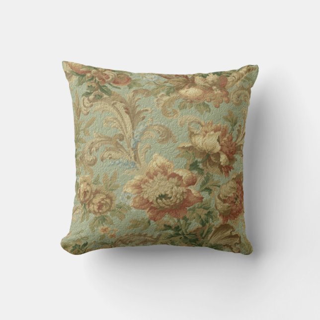 Gorgeous Old World Antique Floral Faux Texture Cushion (Front)
