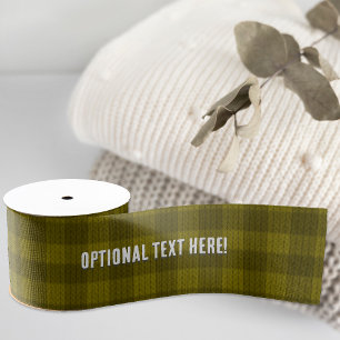 Gorgeous Olive Green Plaid - Your Name / Greeting  Grosgrain Ribbon