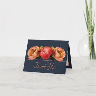 Gorgeous Orange Red Peony Floral Bouquet Thank You Card