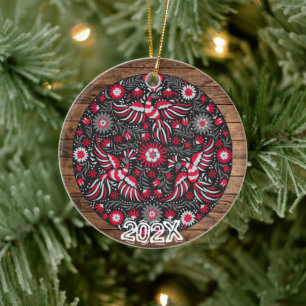 Gorgeous Ornamental Painted Bird Name- Year Ceramic Ornament