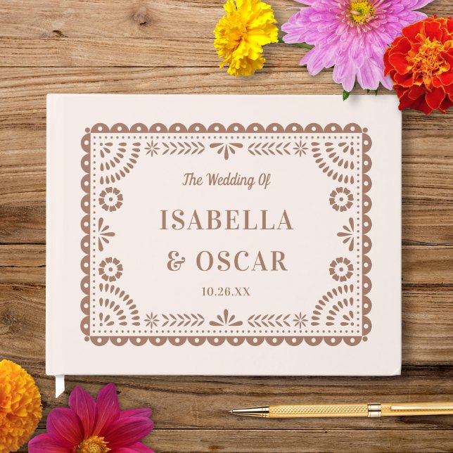 Gorgeous Ornate Papel Picado Chic Neutral Wedding  Guest Book (Creator Uploaded)