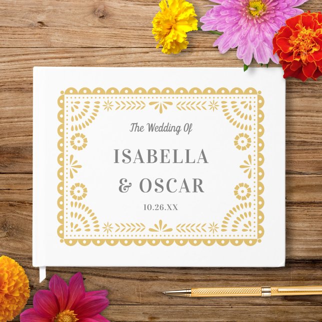 Gorgeous Ornate Papel Picado Chic Neutral Wedding  Guest Book (Creator Uploaded)