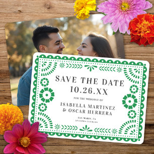 Gorgeous Ornate Papel Picado Photo Green Wedding Save The Date