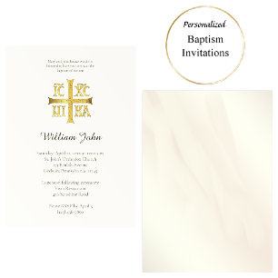 Gorgeous Orthodox Cross Christian Baptism Invitation