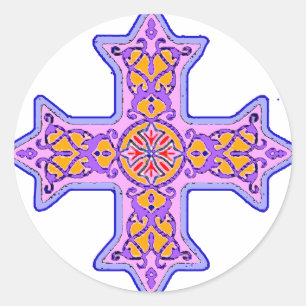 Gorgeous Pastel Coptic Cross Classic Round Sticker