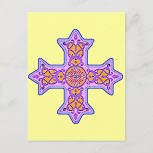 Gorgeous Pastel Coptic Cross Postcard