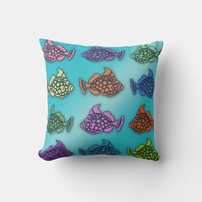 Gorgeous Pastel Fish Design Pillow (Front)
