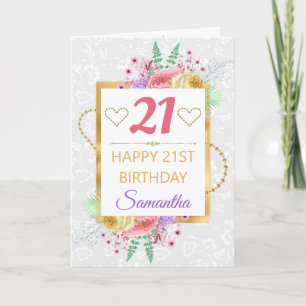 Gorgeous Pastel Flowers and Gold Foil Birthday Card