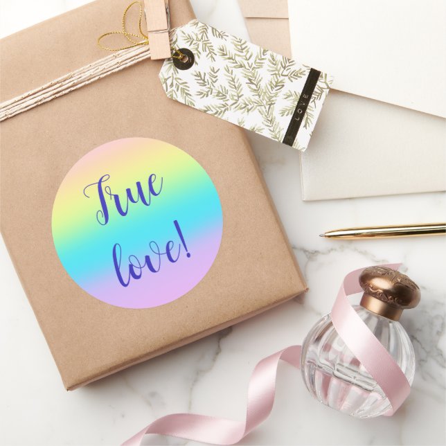 Gorgeous Pastel Rainbow Gradient Wedding Classic Round Sticker (Gifting)