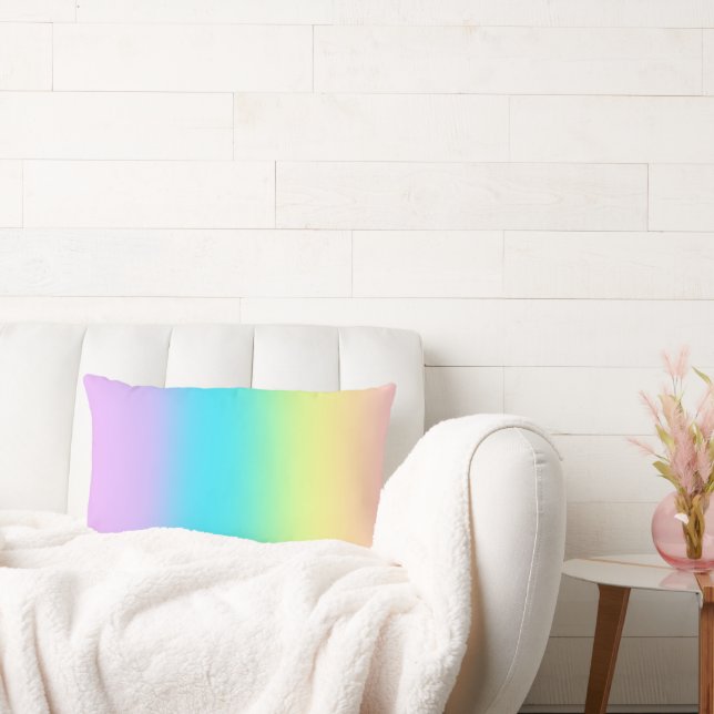 Gorgeous Pastel Rainbow Gradient Wedding Lumbar Cushion (Couch)