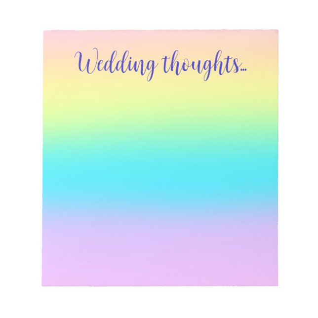 Gorgeous Pastel Rainbow Gradient Wedding Notepad (Front)