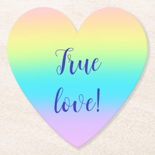 Gorgeous Pastel Rainbow Gradient Wedding Paper Coaster