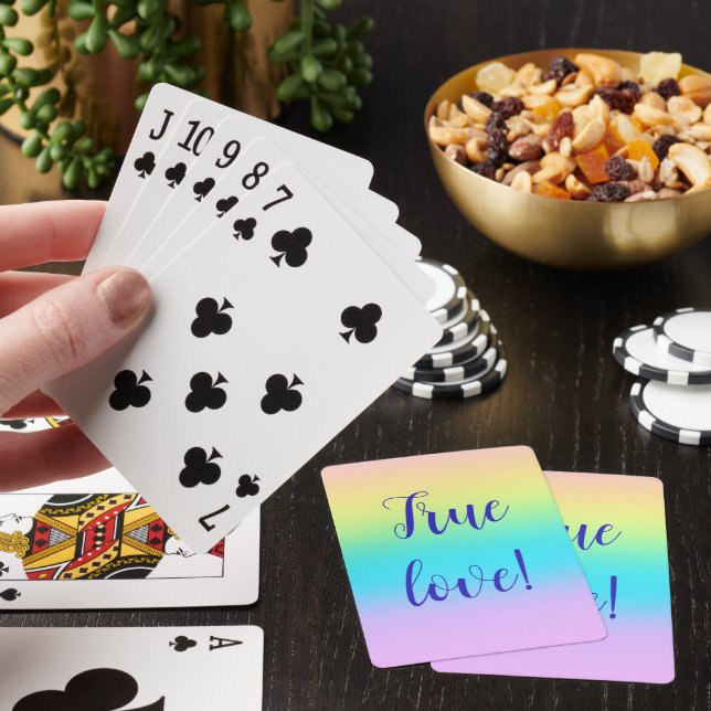Gorgeous Pastel Rainbow Gradient Wedding Playing Cards (In Situ)