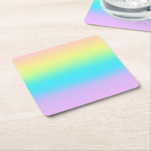 Gorgeous Pastel Rainbow Gradient Wedding Square Paper Coaster