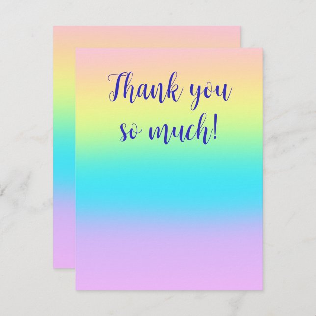 Gorgeous Pastel Rainbow Gradient Wedding Thank You Card (Front/Back)