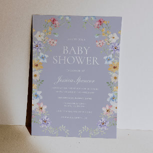 Gorgeous Pastel Wildflowers Modern Baby Shower Invitation