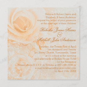 Gorgeous peach cream roses Wedding Invitation