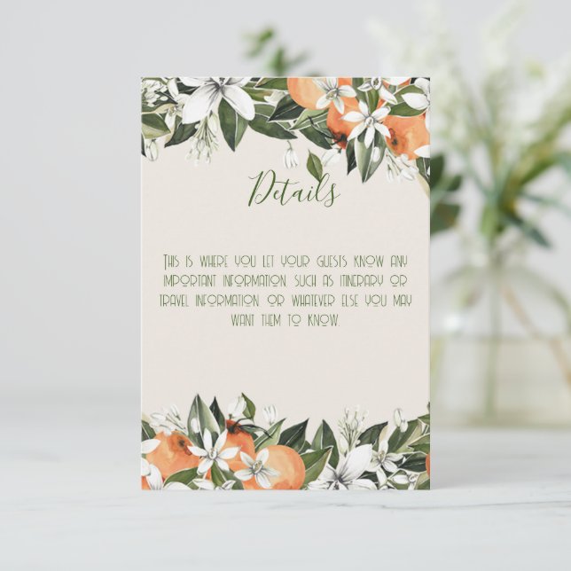 Gorgeous Peaches and Foliage Colourful Details Enclosure Card (Standing Front)