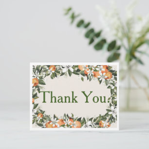 Gorgeous Peaches and Foliage Colourful Thank You Postcard
