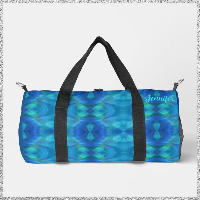 Gorgeous Peacock Blue Abstract Duffle Bag (Creator Uploaded)