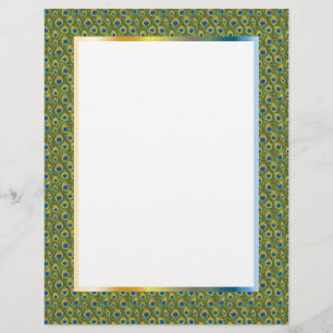 Gorgeous Peacock Print Border Stationery