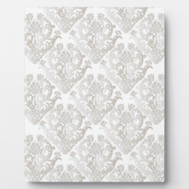 Gorgeous Pearl White Damask Pattern Plaque (Front)