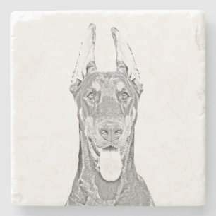 Gorgeous Pencil Doberman Pinscher Marble Coaster