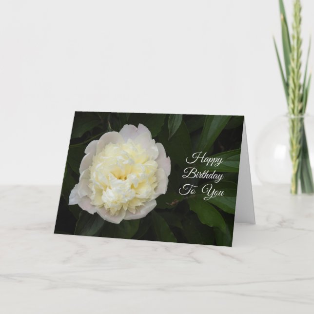 Gorgeous Peony Flower Photograph Happy Birthday Card (Front)