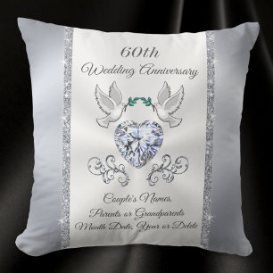 Gorgeous Personalised 60 years of Marriage Gift Cushion