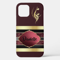 Gorgeous Personalised Gold/Maroon iPhone Case