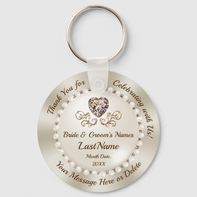 Gorgeous, Personalised Wedding Gifts for guests, Key Ring (Front)
