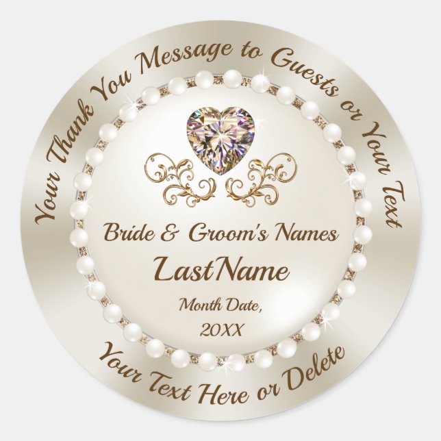 Gorgeous Personalised Wedding Stickers for Favours (Front)