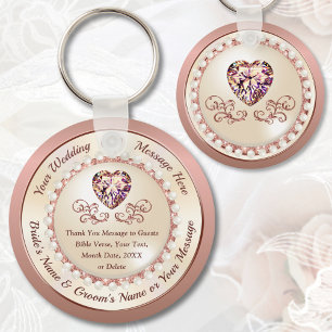 Gorgeous Personalized, ROSE GOLD Wedding Favors,  Key Ring
