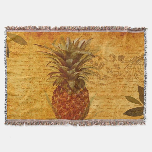 Gorgeous Pineapple art and Calligraphy Throw Blanket (Front)